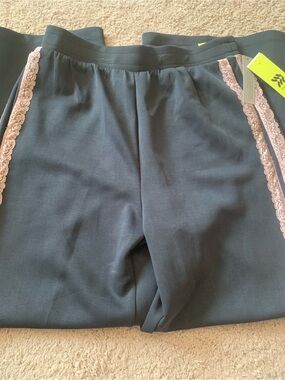 all in motion Black Joggers with Pink Lace Side Trim